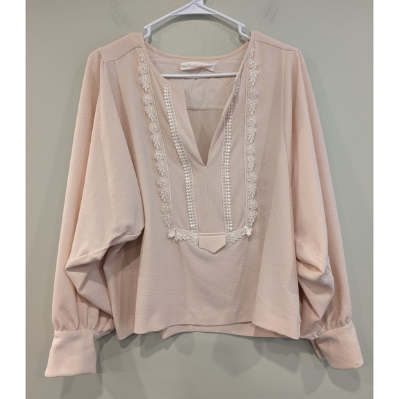 See By Chloe Blush V-Neck Long Sleeve Blouse Size 38 - Picture 1 of 6